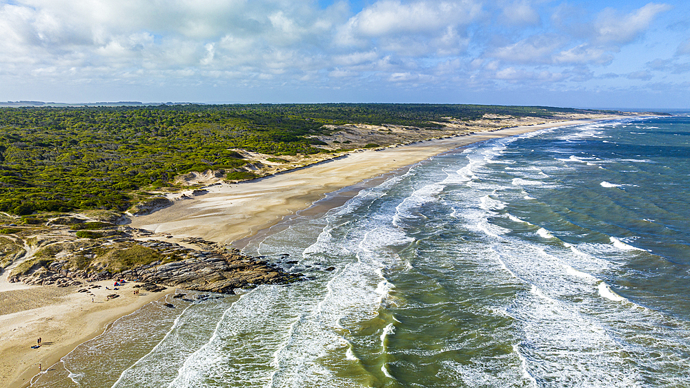 Aerial of the beaches in the Santa Teresa National Park, Uruguay, South America