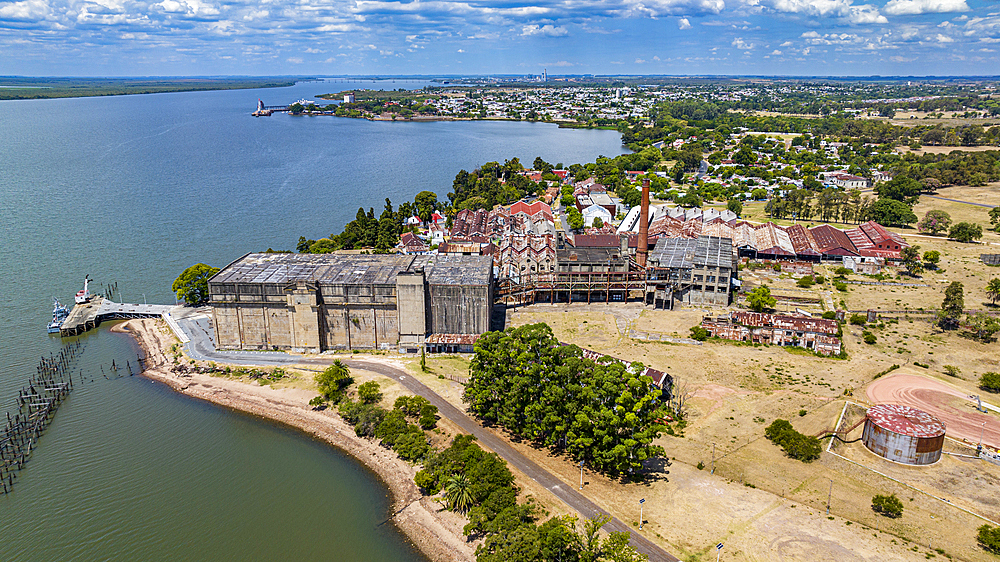 Aerial of the Fray Bentos Industrial Landscape, UNESCO World Heritage Site, Uruguay, South America