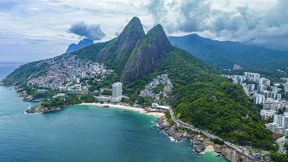 Aerial of Two Brothers Peak, Rio de Janeiro, Brazil, South America