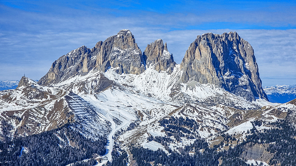 Langkofel mountain, Dolomites National Park, UNESCO World Heritage Site, South Tyrol, Italy, Europe