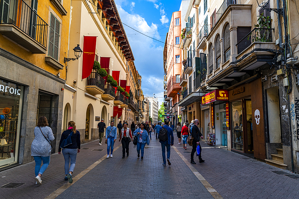 Pedestrian zone in Palma, Mallorca, Balearic Islands, Spain, Mediterranean, Europe