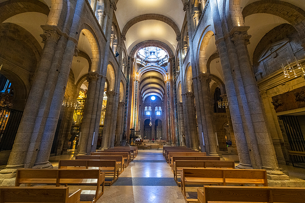 Interior of the Cathedral, Santiago de Compostela, UNESCO World Heritage Site, Galicia, Spain, Europe