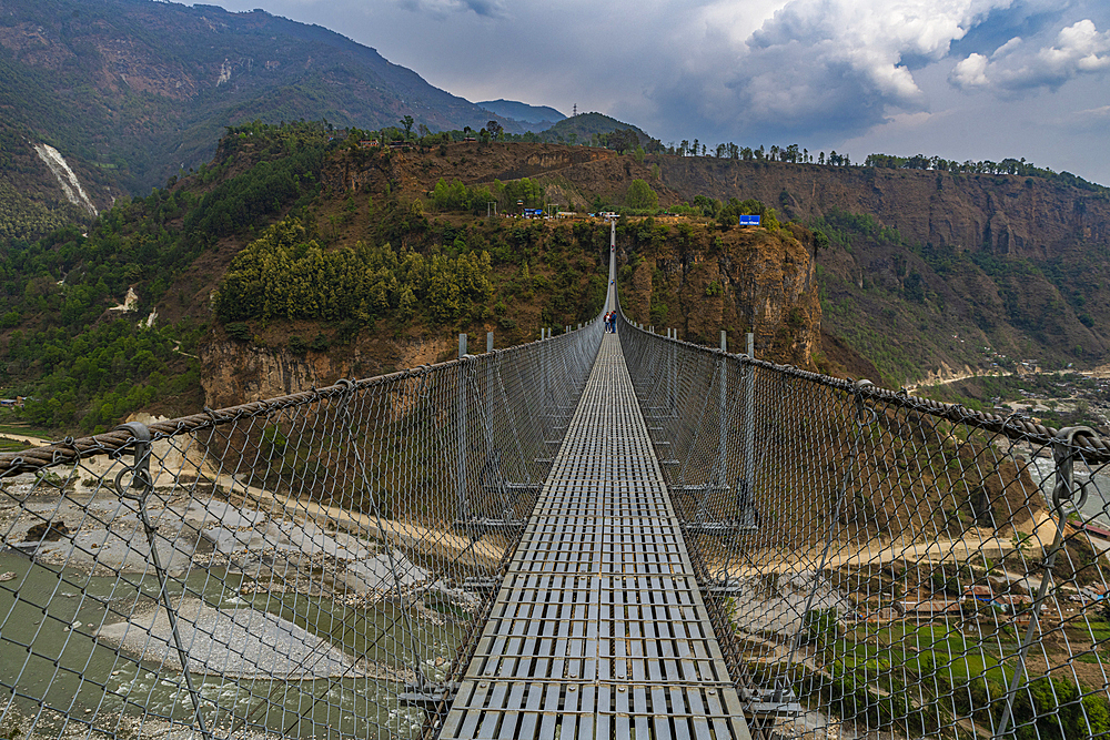 Hanging Bridge of Pokhara over the Bhalam River, Pokhara, Nepal, Asia