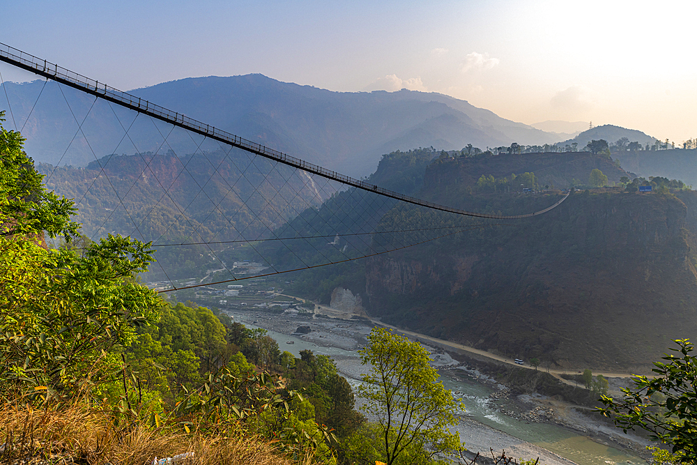 Hanging Bridge of Pokhara over the Bhalam River, Pokhara, Nepal, Asia