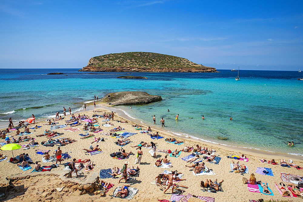 Comte beach with its turquoise waters, Ibiza, Balearic Islands, Spain, Mediterranean, Europe