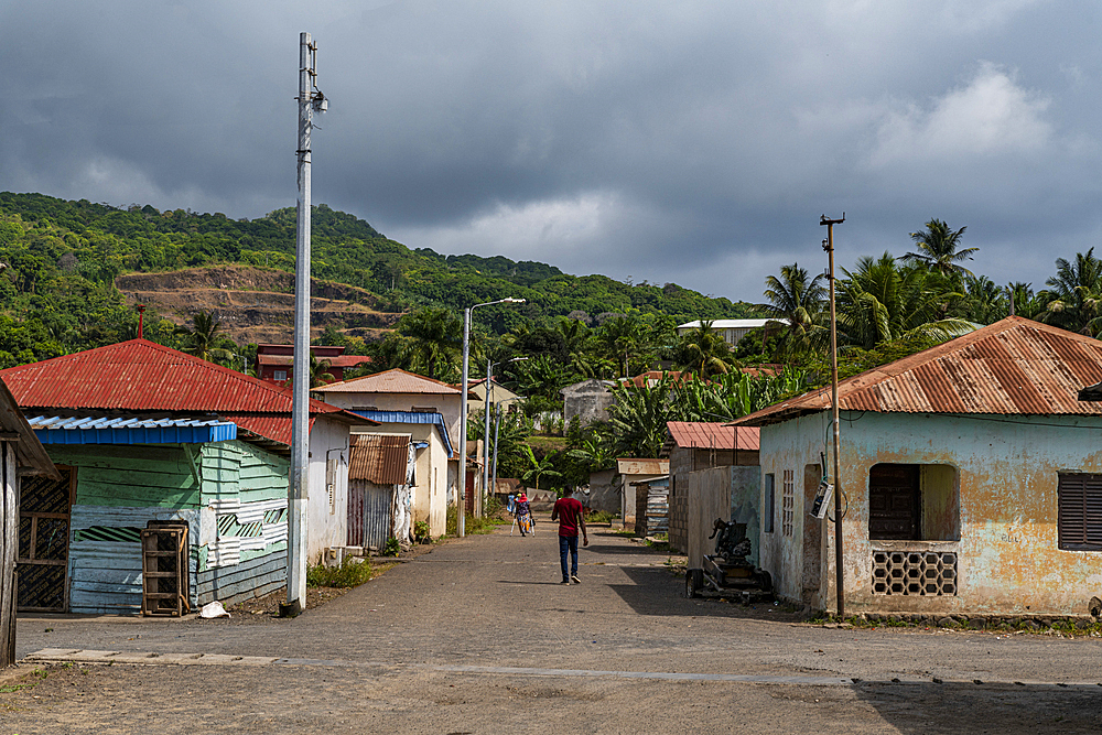 Little road in San Antonio de Pale village, island of Annobon, Equatorial Guinea, Africa