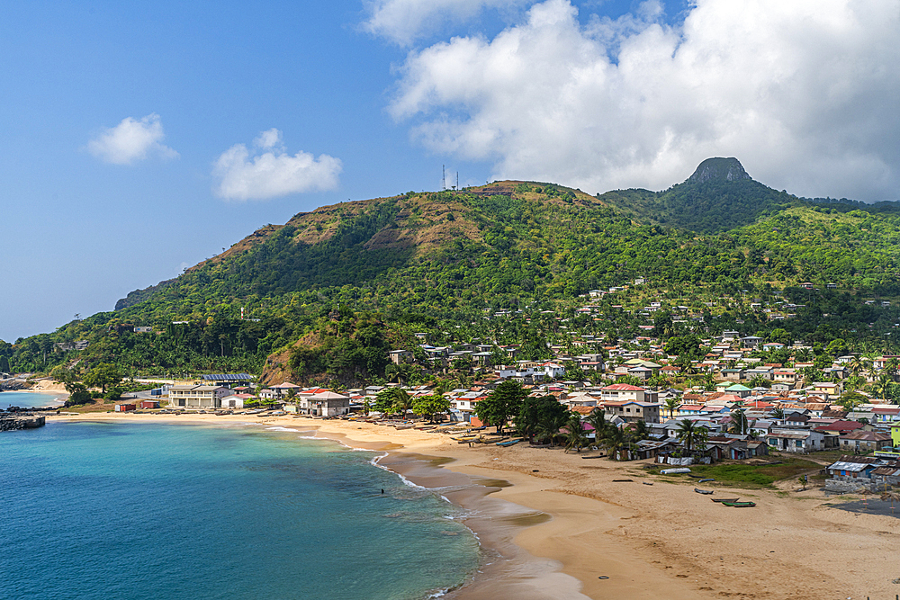 Aerial of the island of Annobon, Equatorial Guinea, Africa