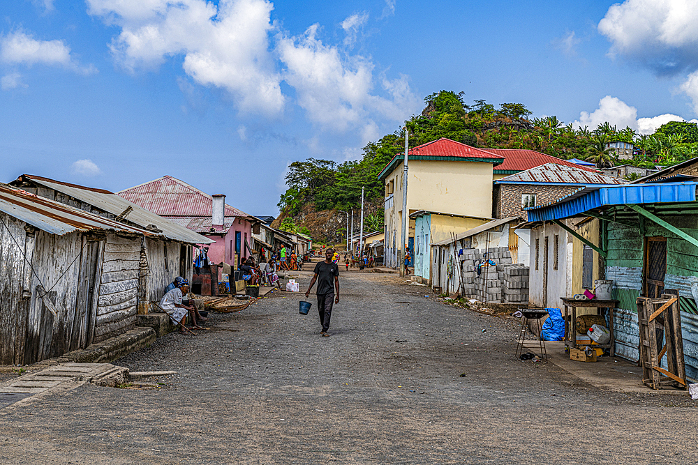 Little road in San Antonio de Pale village, island of Annobon, Equatorial Guinea, Africa