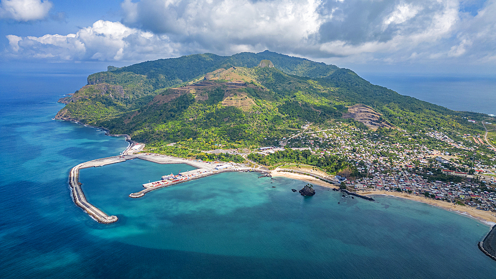 Aerial of the island of Annobon, Equatorial Guinea, Africa