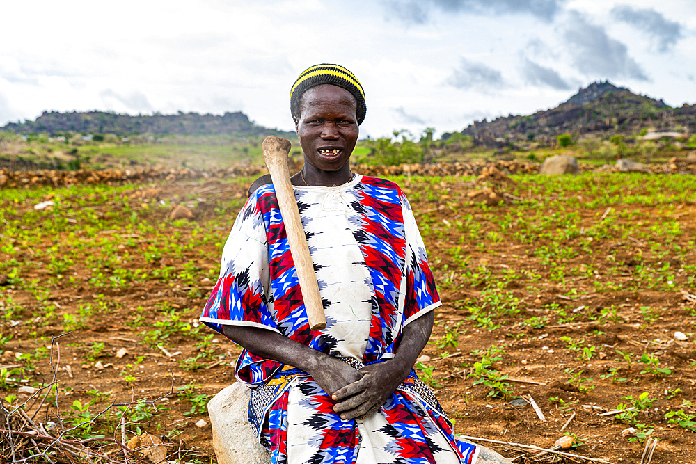 Woman coming back from the fields, Northern Cameroon, Africa