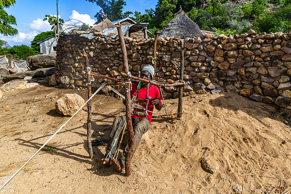 Traditional weaving chair, Rhumsiki village, Mandara mountains, Far North province, Cameroon, Africa