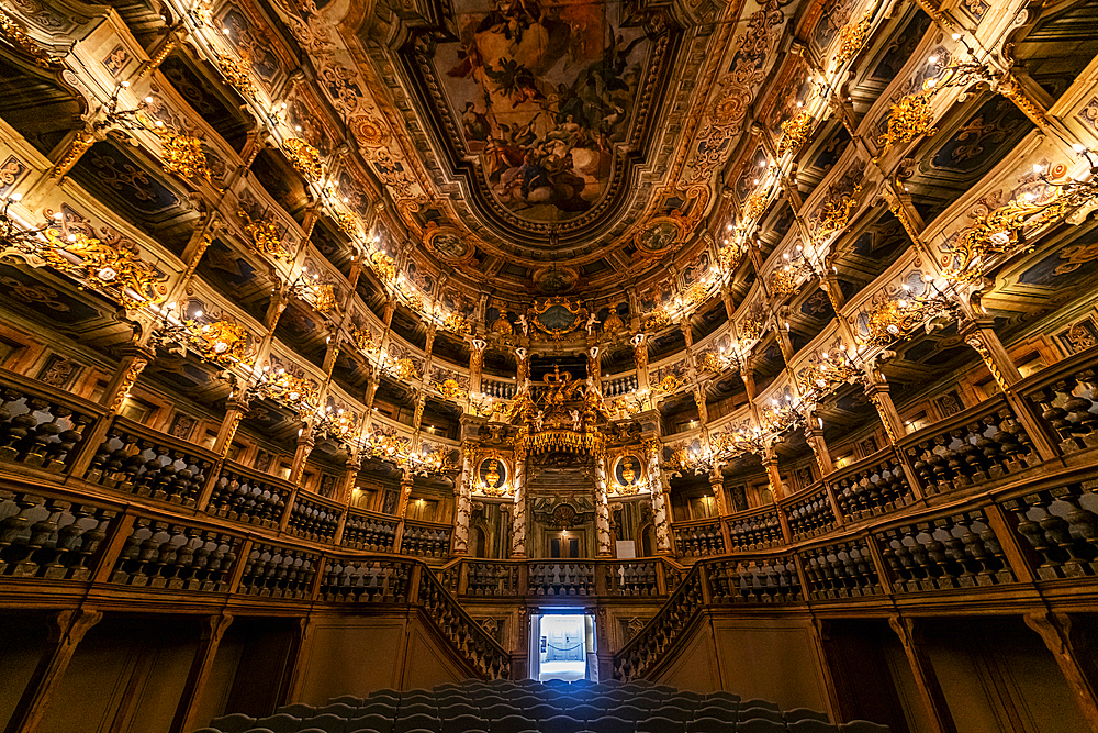 Interior of the Margravial Opera House, UNESCO World Heritage Site, Bayreuth, Bavaria, Germany, Europe