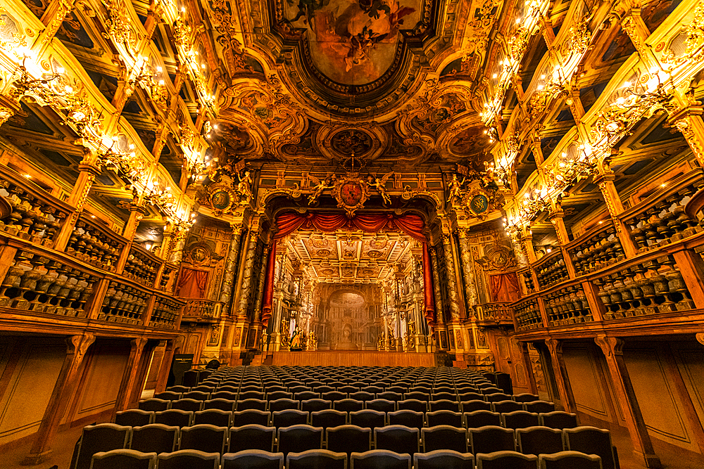 Interior of the Margravial Opera House, UNESCO World Heritage Site, Bayreuth, Bavaria, Germany, Europe