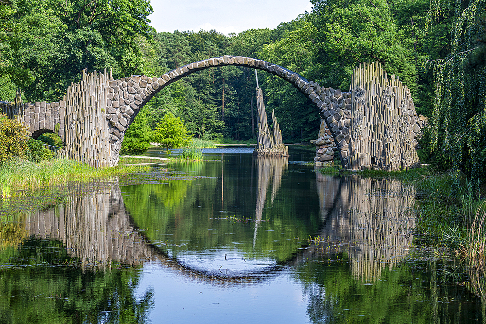 Rakotzbrucke (Devil´s Bridge), Kromlau Azalea and Rhododendron Park, Gablenz, Saxony, Germany, Europe