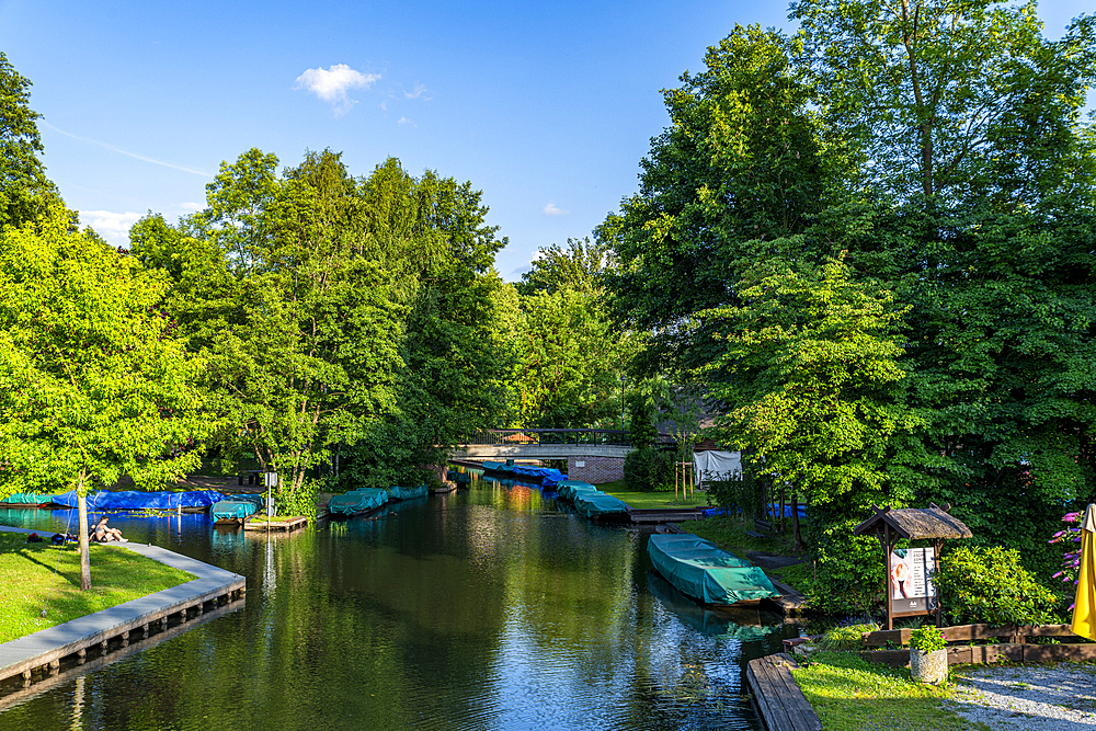 Harbour of Luebbenau, UNESCO Biosphere Reserve, Spree Forest, Brandenburg, Germany, Europe