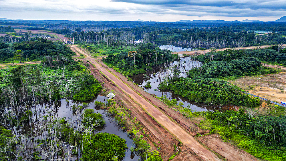 Empty highway in the jungle, future capital Ciudad de la Paz, Rio Muni, Equatorial Guinea, Africa