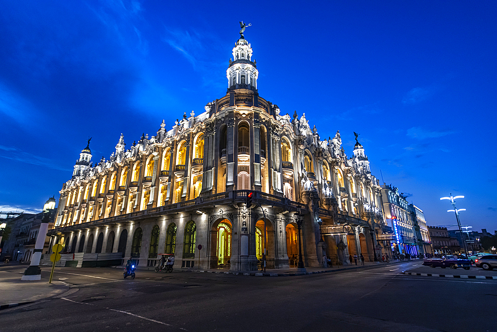 Night shot of the Theatre of Havana, Havana, Cuba, West Indies, Central America