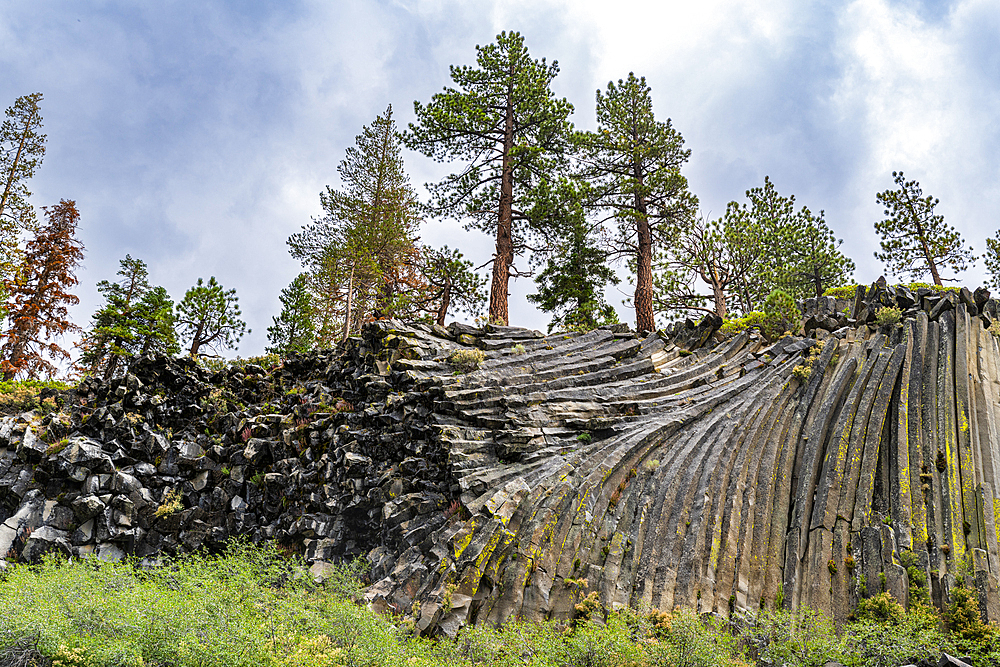 Rock formation of columnar basalt, Devils Postpile National Monument, Mammoth Mountain, California, United States of America, North America