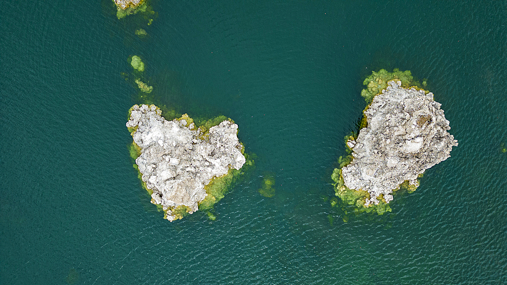 Outcrops in the saline soda lake, Mono Lake, California, United States of America, North America