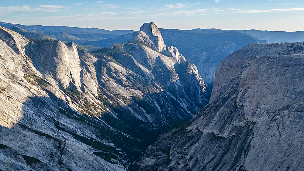 Granite mountains with Half Dome in the background, Yosemite National Park, UNESCO World Heritage Site, California, United States of America, North America