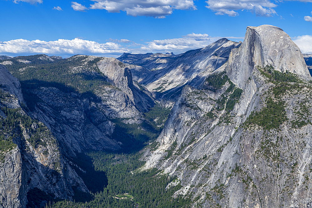 View over Yosemite National Park with Half Dome, UNESCO World Heritage Site, California, United States of America, North America