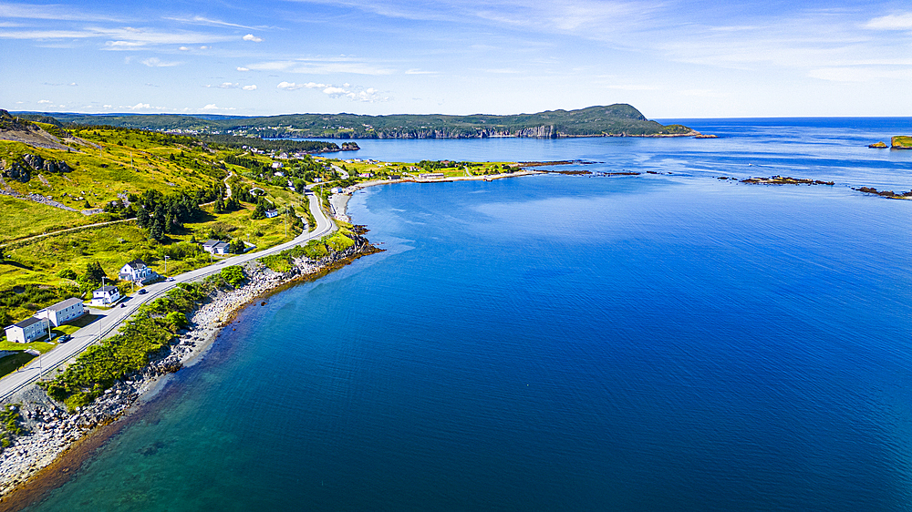 Aerial of the island near Ferryland, Avalon Peninsula, Newfoundland, Canada, North America