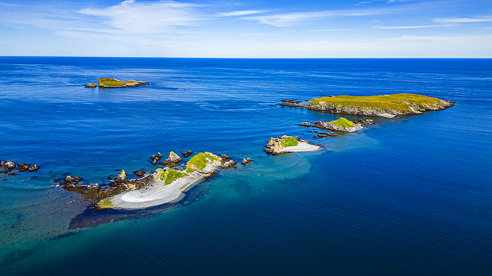 Aerial of the island near Ferryland, Avalon Peninsula, Newfoundland, Canada, North America