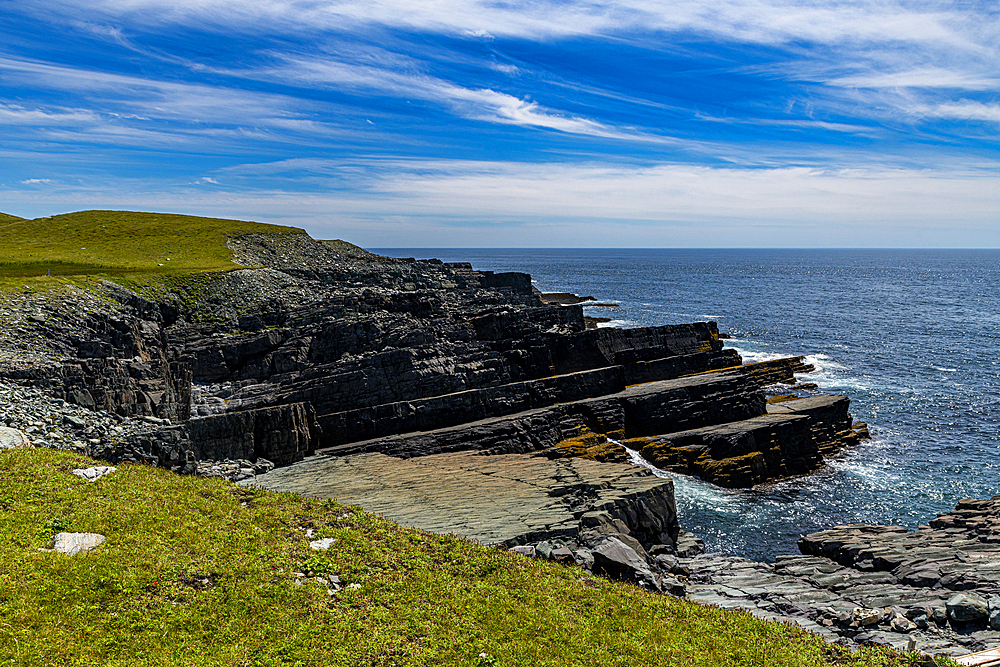 Precambrian fossils, Mistaken Point, UNESCO World Heritage Site, Avalon Peninsula, Newfoundland, Canada, North America