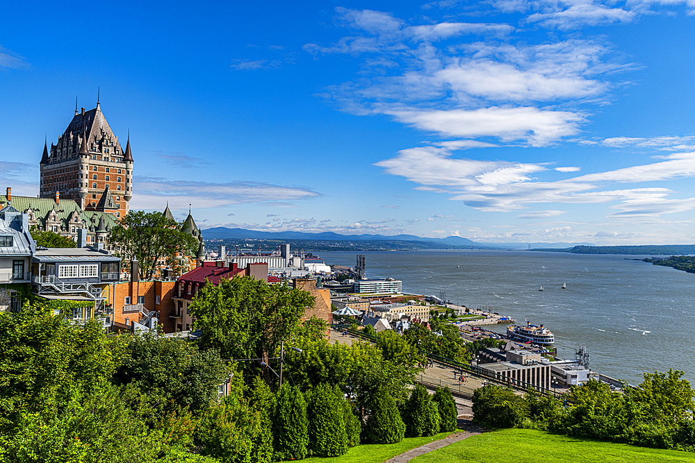 View over Chateau Frontenac and the Saint Lawrence River, Quebec City, Quebec, Canada North America