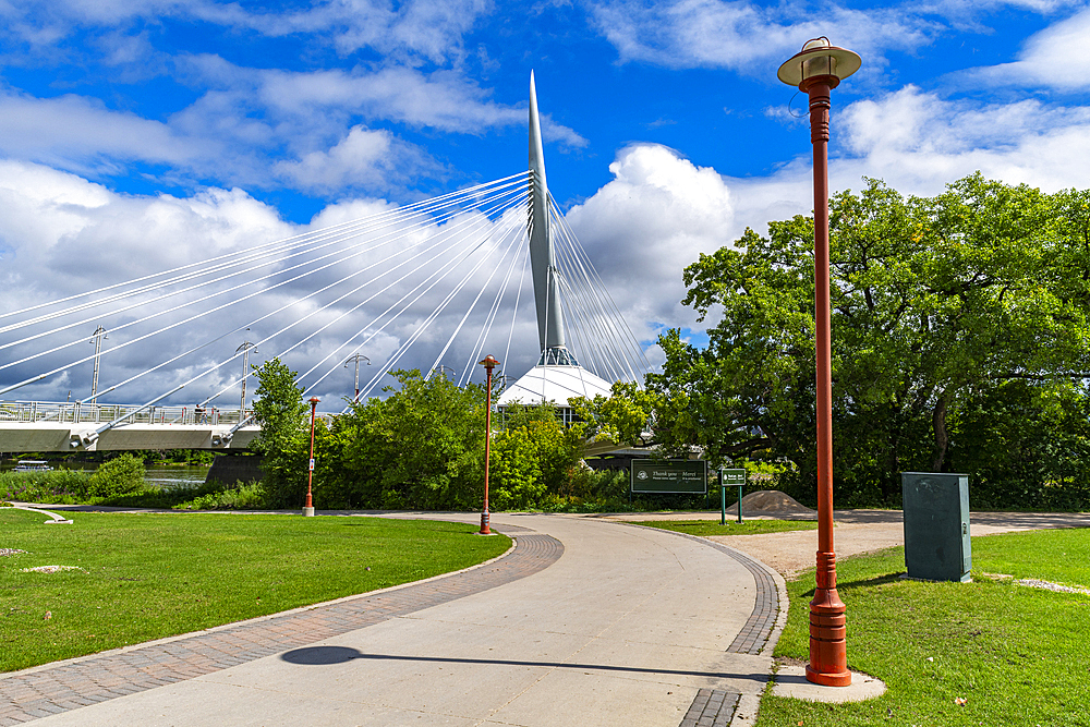 Esplanade Riel Footbridge, Peace Park, Winnipeg, Manitoba, Canada, North America