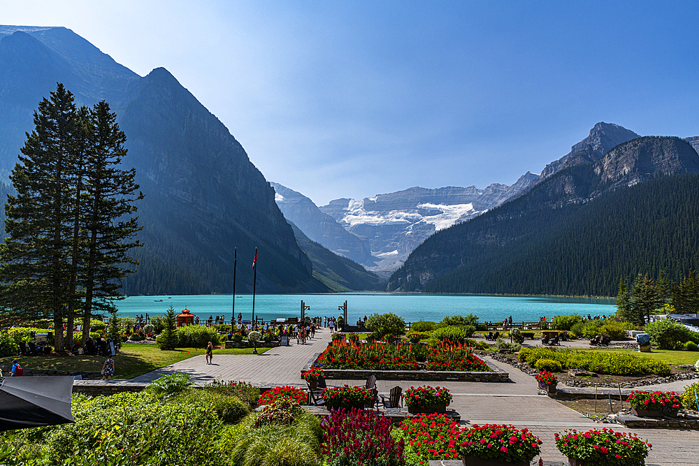 Beautiful garden by Lake Louise, Banff National Park, UNESCO World Heritage Site, Alberta, Rocky Mountains, Canada, North America