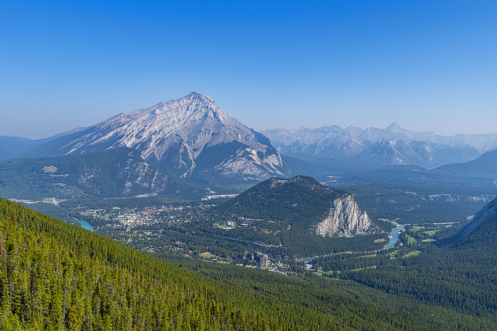 Cascade Mountain view from Sulphur Mountain top, Banff National Park, UNESCO World Heritage Site, Alberta, Rocky Mountains, Canada, North America