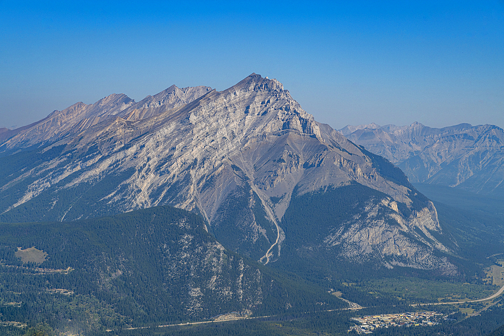 Cascade Mountain view from Sulphur Mountain top, Banff National Park, UNESCO World Heritage Site, Alberta, Rocky Mountains, Canada, North America