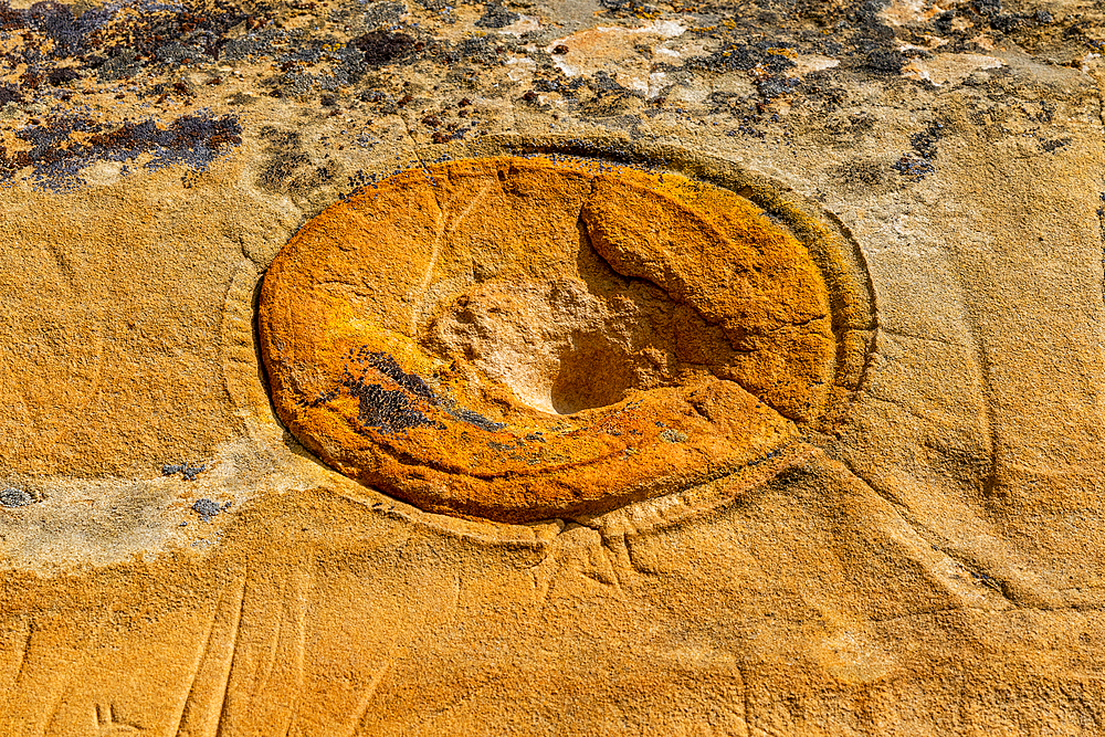 Indian rock carving, Writing-on-Stone Provincial Park, UNESCO World Heritage Site, Alberta, Canada, North America