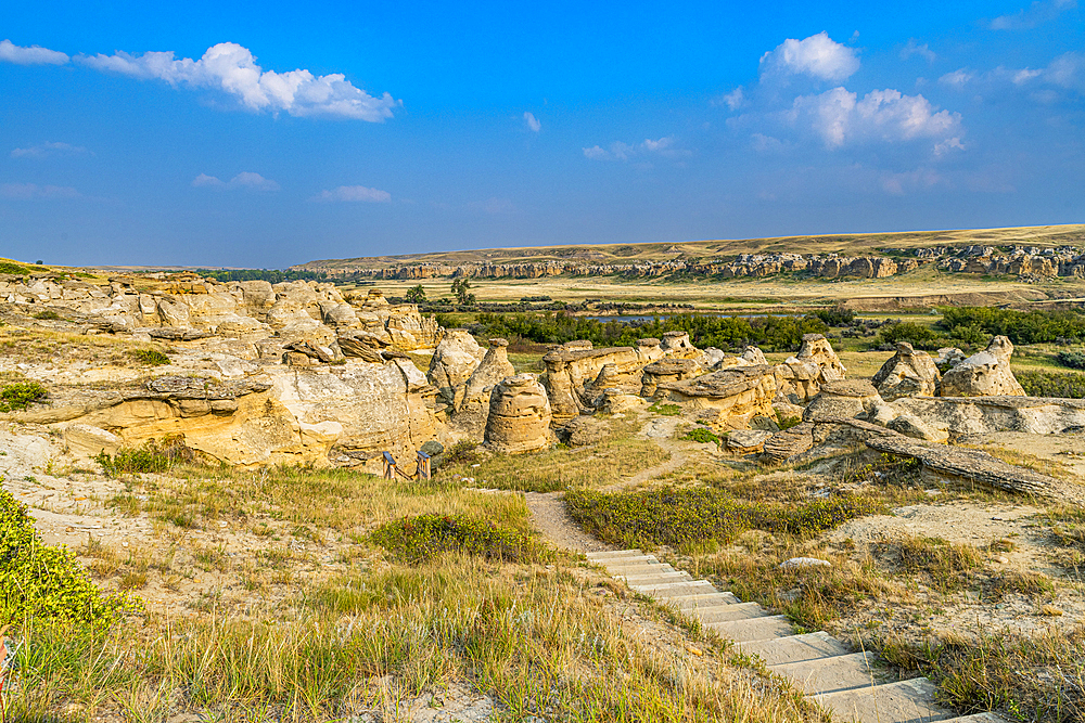 Hoodoos along the Milk River, Writing-on-Stone Provincial Park, UNESCO World Heritage Site, Alberta, Canada, North America