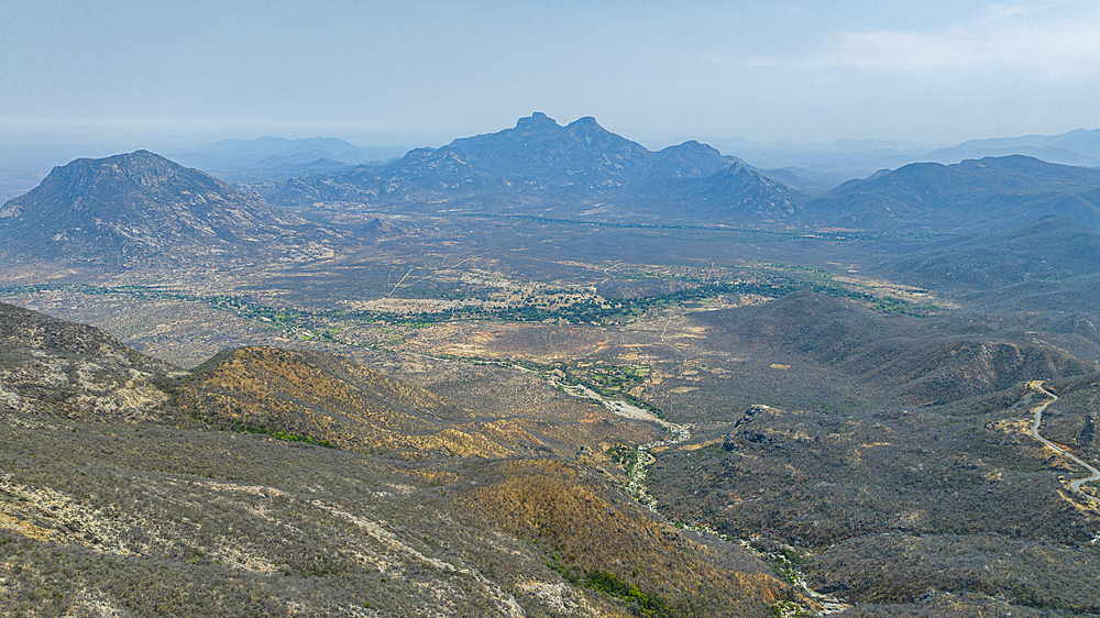 Aerial of the mountains of the Serra da Leba mountain pass, Angola, Africa