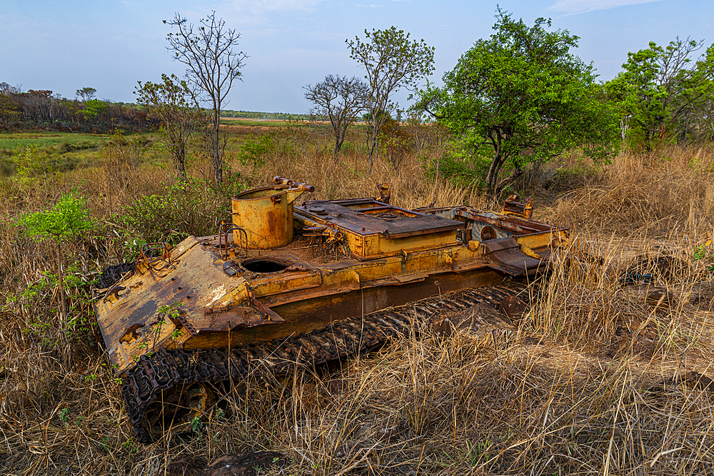 Old destroyed tank, Moxico, Angola, Africa