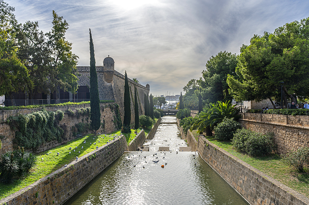 La Riera channel, Palma, Mallorca, Balearic islands, Spain, Mediterranean, Europe