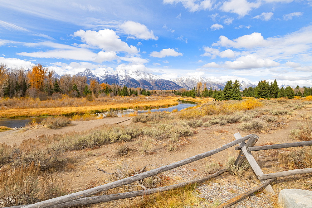 Schwabacher landing, Teton Range, Grand Teton National Park, Wyoming, United States of America, North America