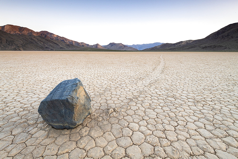 Moving boulders at Racetrack Playa in Death Valley National Park, California, United States of America, North America