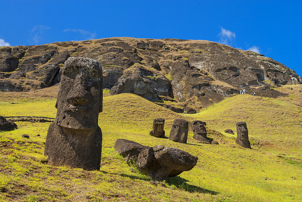 Moai heads of Easter Island, Rapa Nui National Park, UNESCO World Heritage Site, Easter Island, Chile, South America