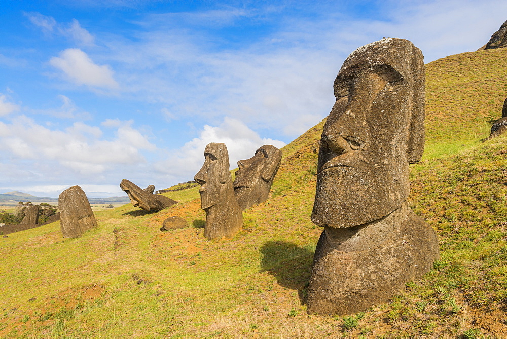 Moai heads of Easter Island, Rapa Nui National Park, UNESCO World Heritage Site, Easter Island, Chile, South America