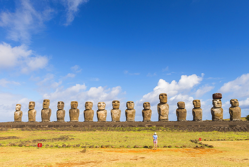 Moai heads of Easter Island, Rapa Nui National Park, UNESCO World Heritage Site, Easter Island, Chile, South America