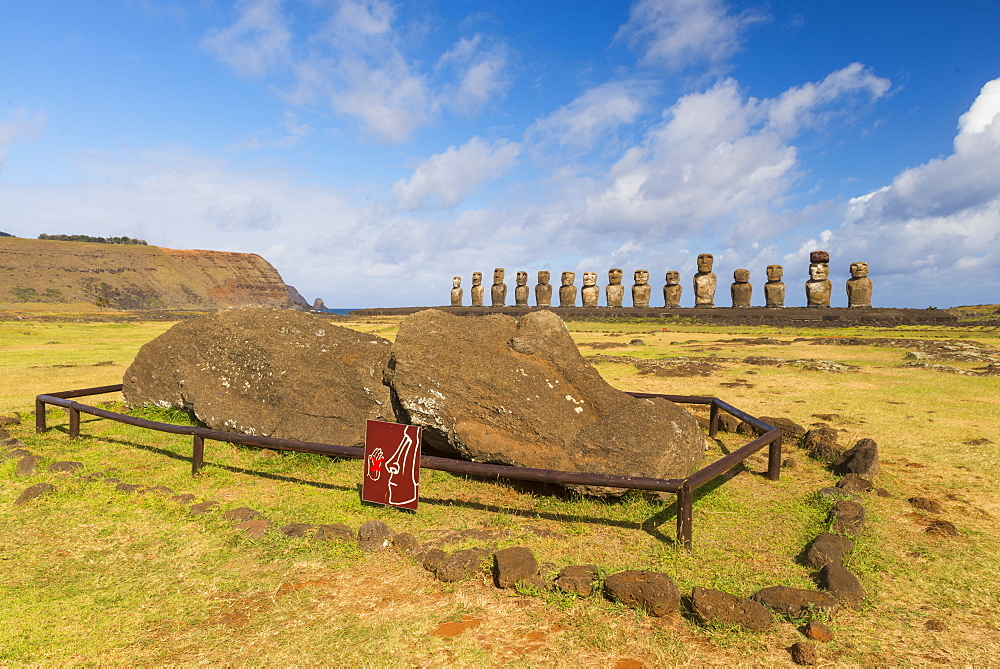 Moai heads of Easter Island, Rapa Nui National Park, UNESCO World Heritage Site, Easter Island, Chile, South America