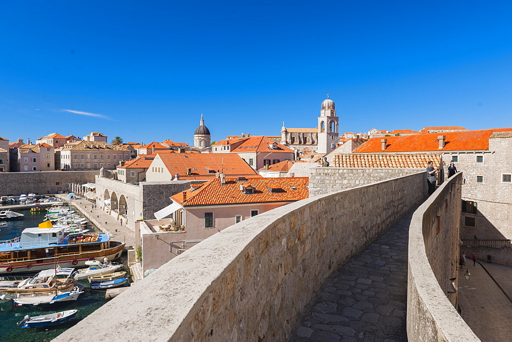 Dubrovnik Harbour and walls, UNESCO World Heritage Site, Dubrovnik, Croatia, Europe