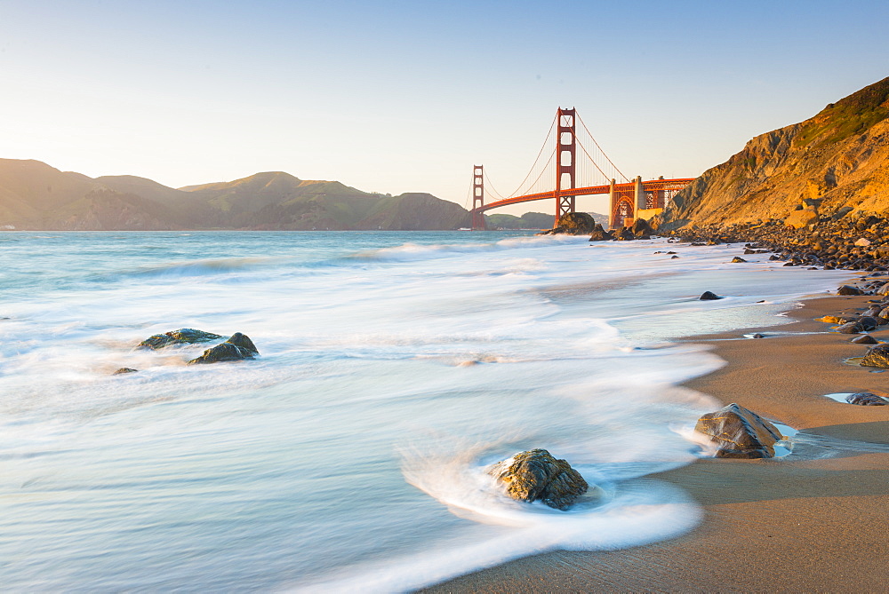 Golden Gate Bridge from Marshall's Beach, San Francisco, California, United States of America, North America