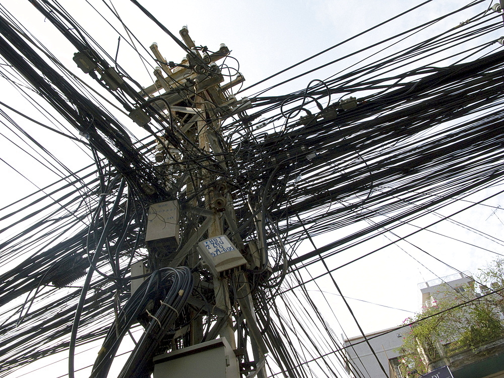 Vietnam, electricity cables in ho chi minh city