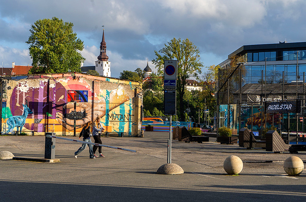 Visitors to the renewed Rotermann Quarter in Tallinn, Estonia, Europe