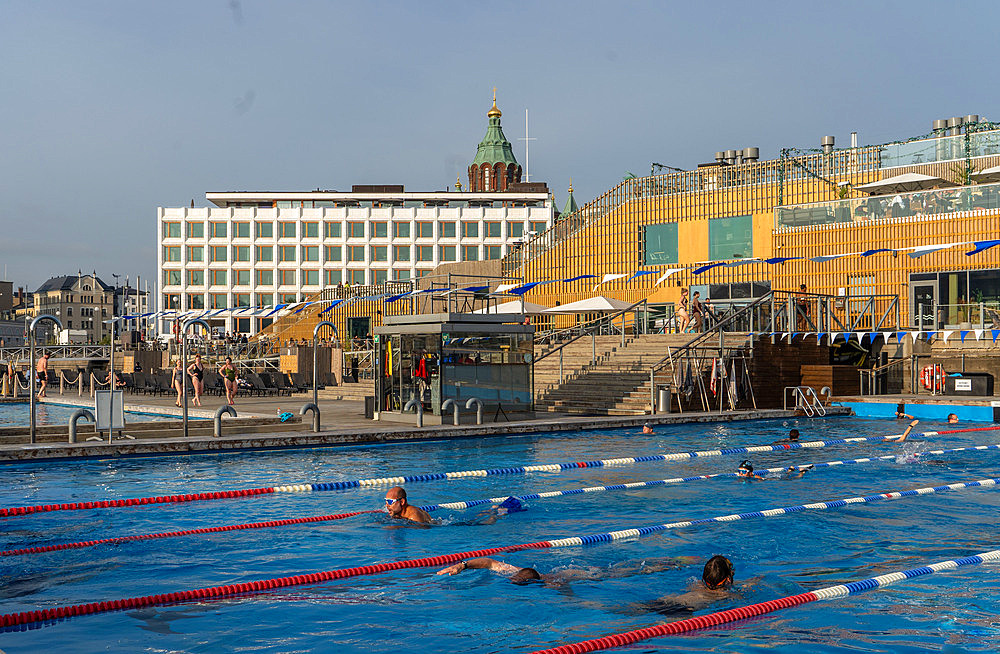 Swimming pool, restaurant and sauna complex at the harbour in Helsinki, Finland, Europe