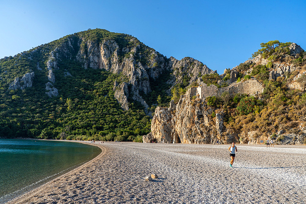 Views of the ruins of the archaeological site of Olympos on the Turquoise coast around the beach of Çireli, near Antalya, Turkey